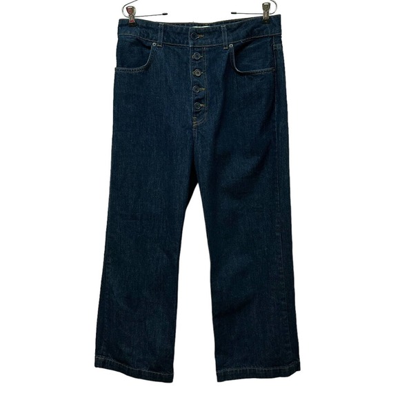 Reformation Madison Flare Wide Leg Button Front‎ High Waist Denim Jeans Size 31 - Picture 1 of 7